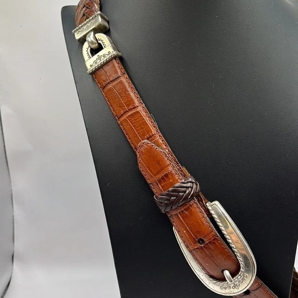 Vintage Brighton Two Tone Brown Leather and Leather Braid Size M 30